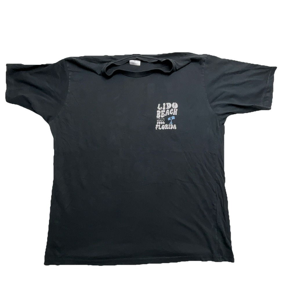 Southern Spirit Lido Beach Florida Graphic Black Men's Crew Neck T-Shirt XL